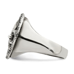 Sterling Silver Antiqued Fleur de Lis Ring - 9
