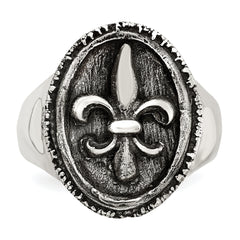 Sterling Silver Antiqued Fleur de Lis Ring - 9