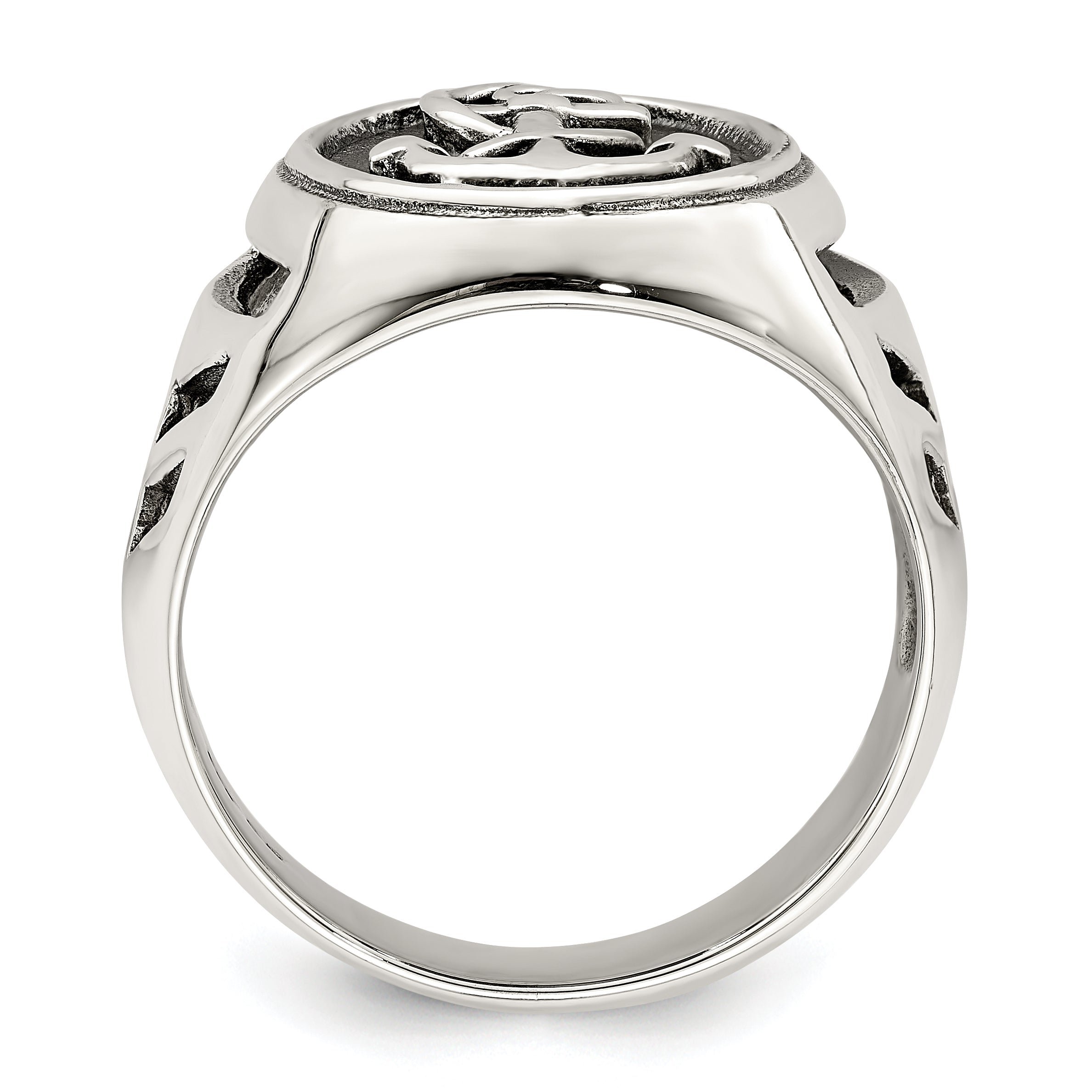 Sterling Silver Antiqued Anchor Ring - 9