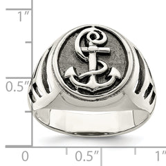 Sterling Silver Antiqued Anchor Ring - 9