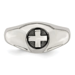 Sterling Silver Antiqued Cross Ring - 10
