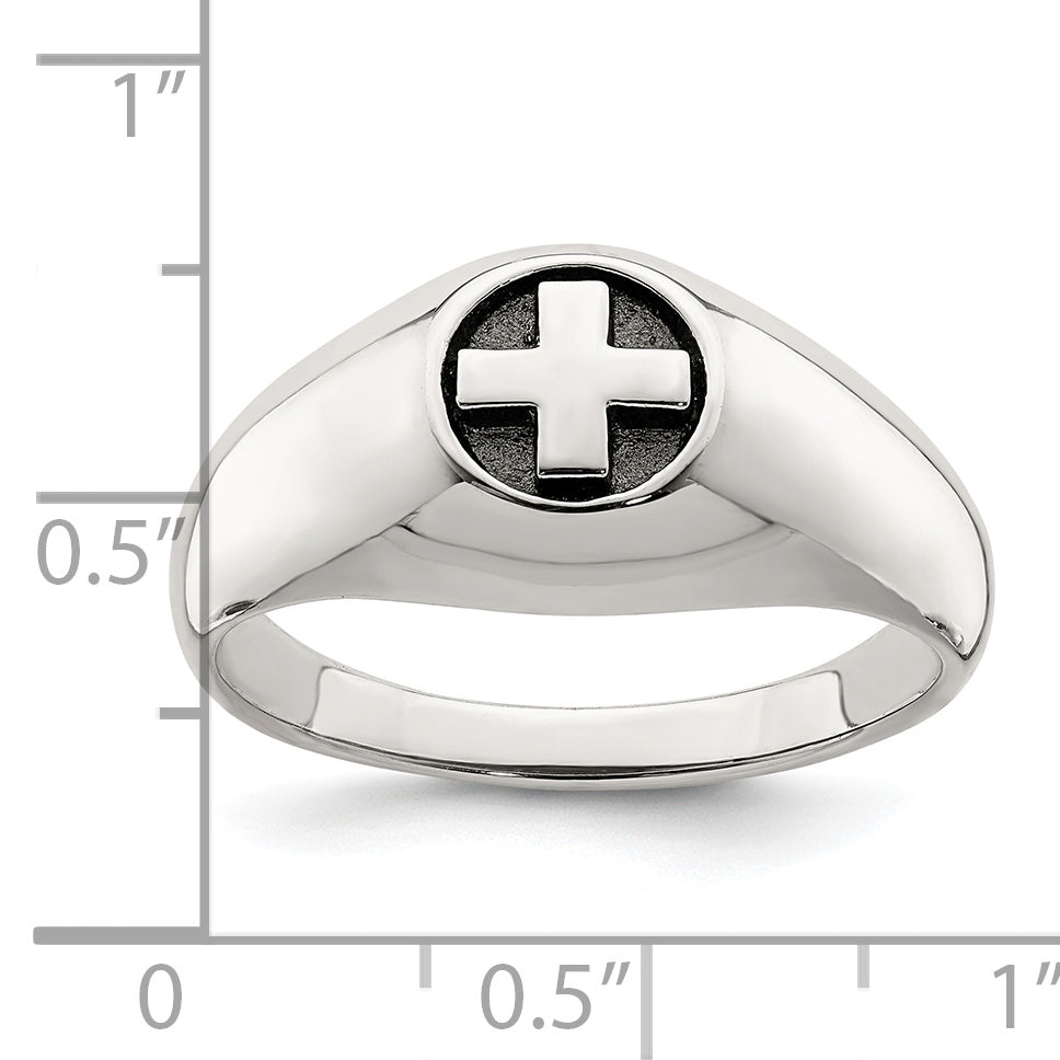 Sterling Silver Antiqued Cross Ring - 10