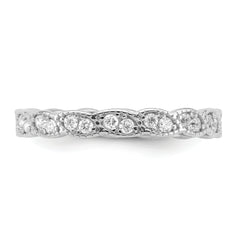 Sterling Silver Rhodium-plated Fancy Scalloped CZ Band