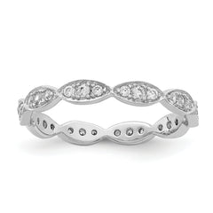 Sterling Silver Rhodium-plated Fancy Scalloped CZ Band