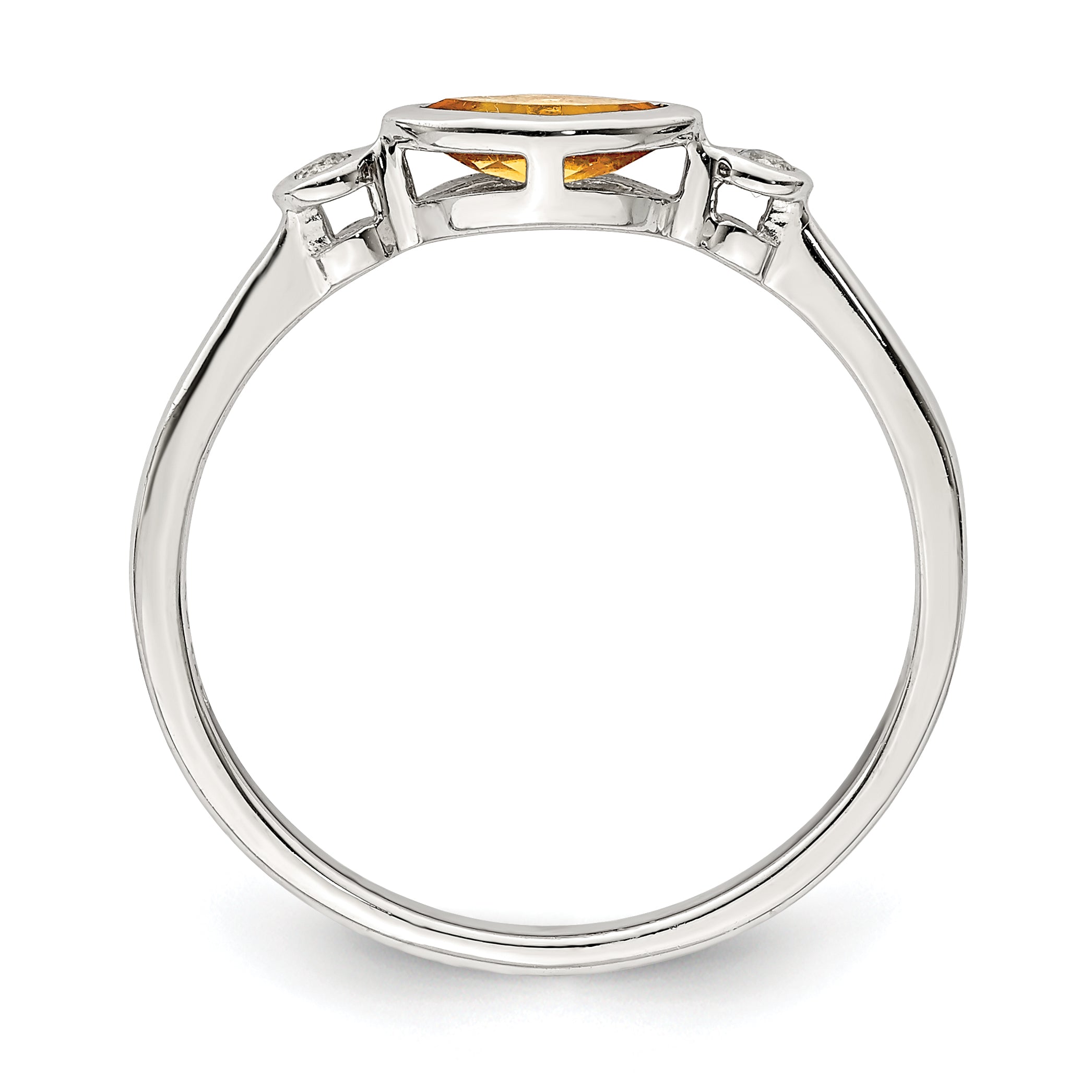 Sterling Silver Rhodium-plated Polished Citrine and White Topaz Ring - 6