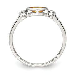 Sterling Silver Rhodium-plated Polished Citrine and White Topaz Ring - 6