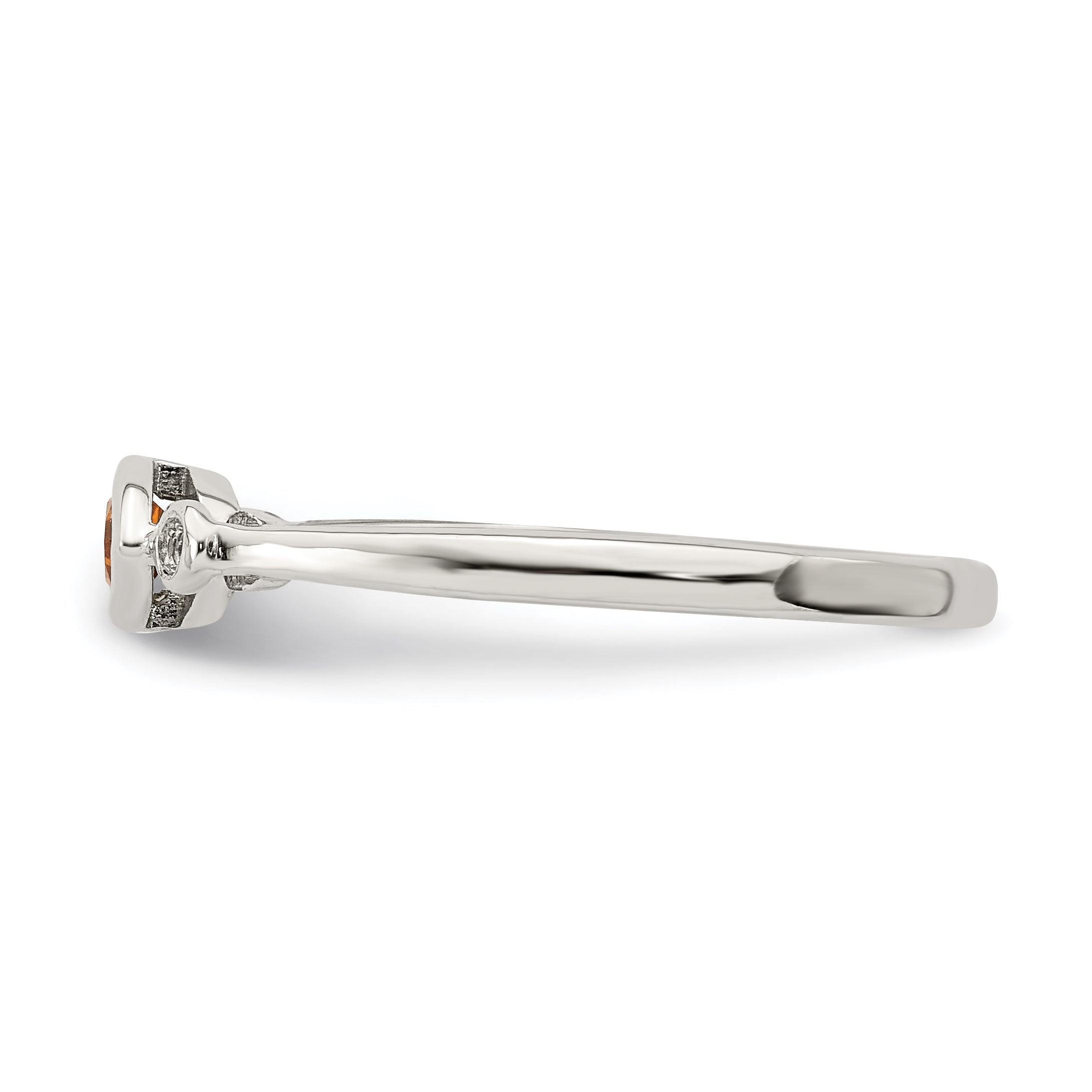 Sterling Silver Rhodium-plated Polished Citrine and White Topaz Ring - 6