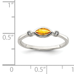 Sterling Silver Rhodium-plated Polished Citrine and White Topaz Ring - 6