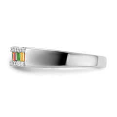 Prizma Sterling Silver Rhodium-plated Colorful Baguette and White CZ Ring - 6