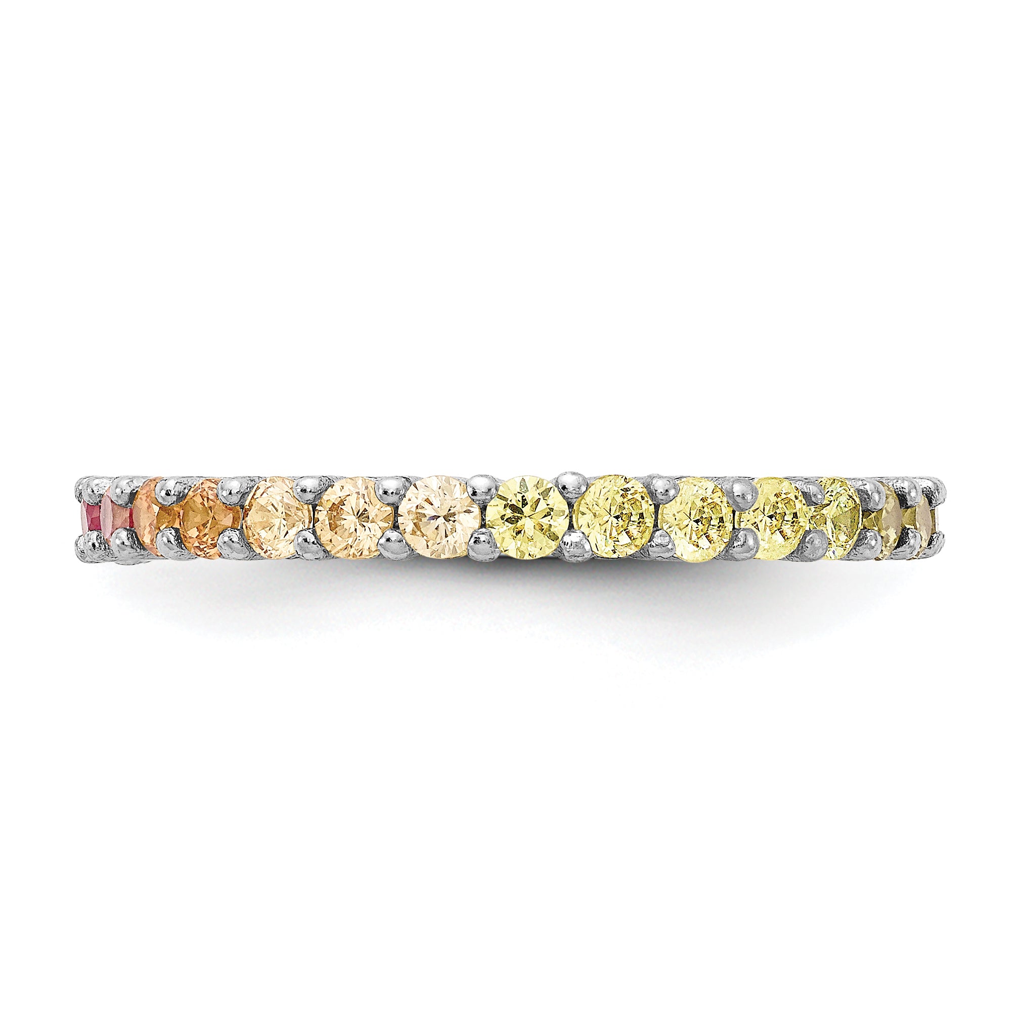 Prizma Sterling Silver Rhodium-plated Colorful CZ Eternity Band Ring - 6