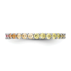 Prizma Sterling Silver Rhodium-plated Colorful CZ Eternity Band Ring - 6