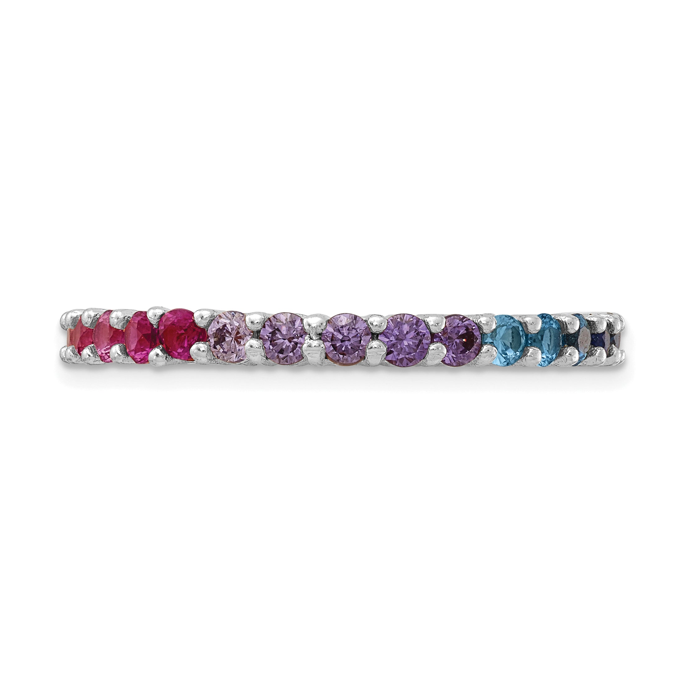 Prizma Sterling Silver Rhodium-plated Colorful CZ Eternity Band Ring - 6