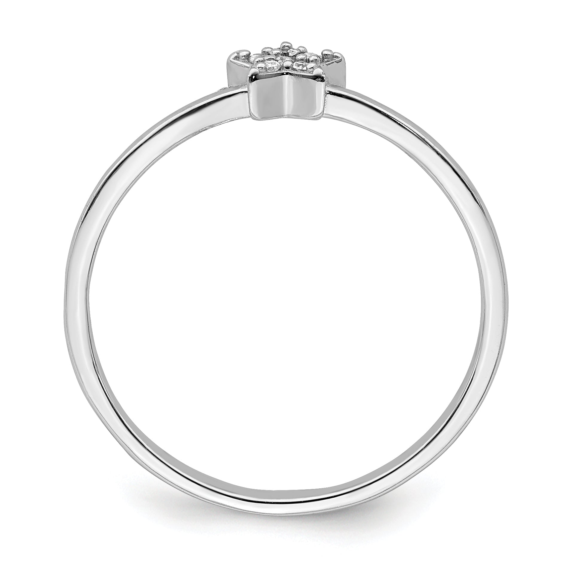 Sterling Silver Rhodium Plated CZ Star Ring - 6