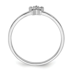 Sterling Silver Rhodium Plated CZ Star Ring - 6