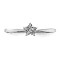 Sterling Silver Rhodium Plated CZ Star Ring - 6