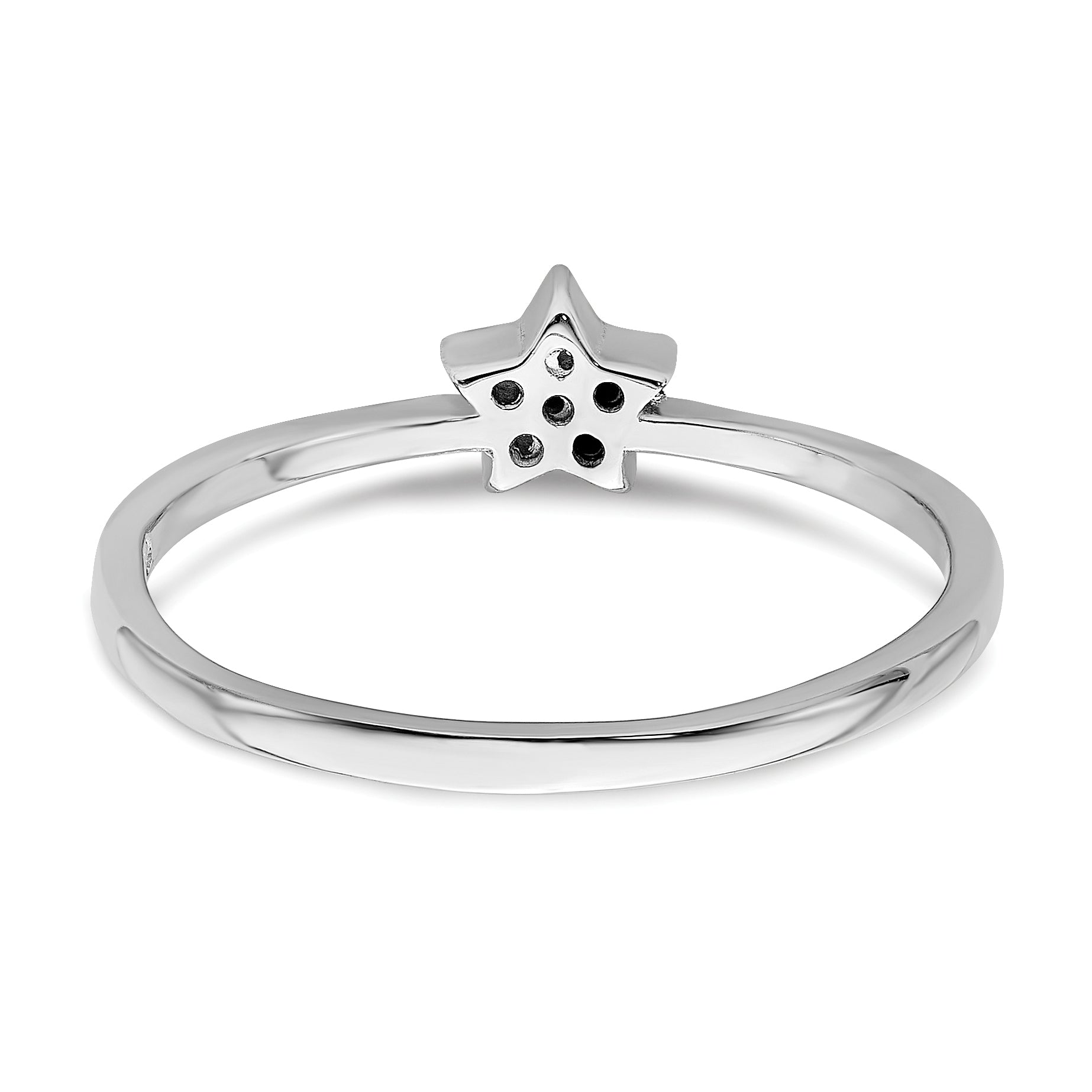 Sterling Silver Rhodium Plated CZ Star Ring - 6