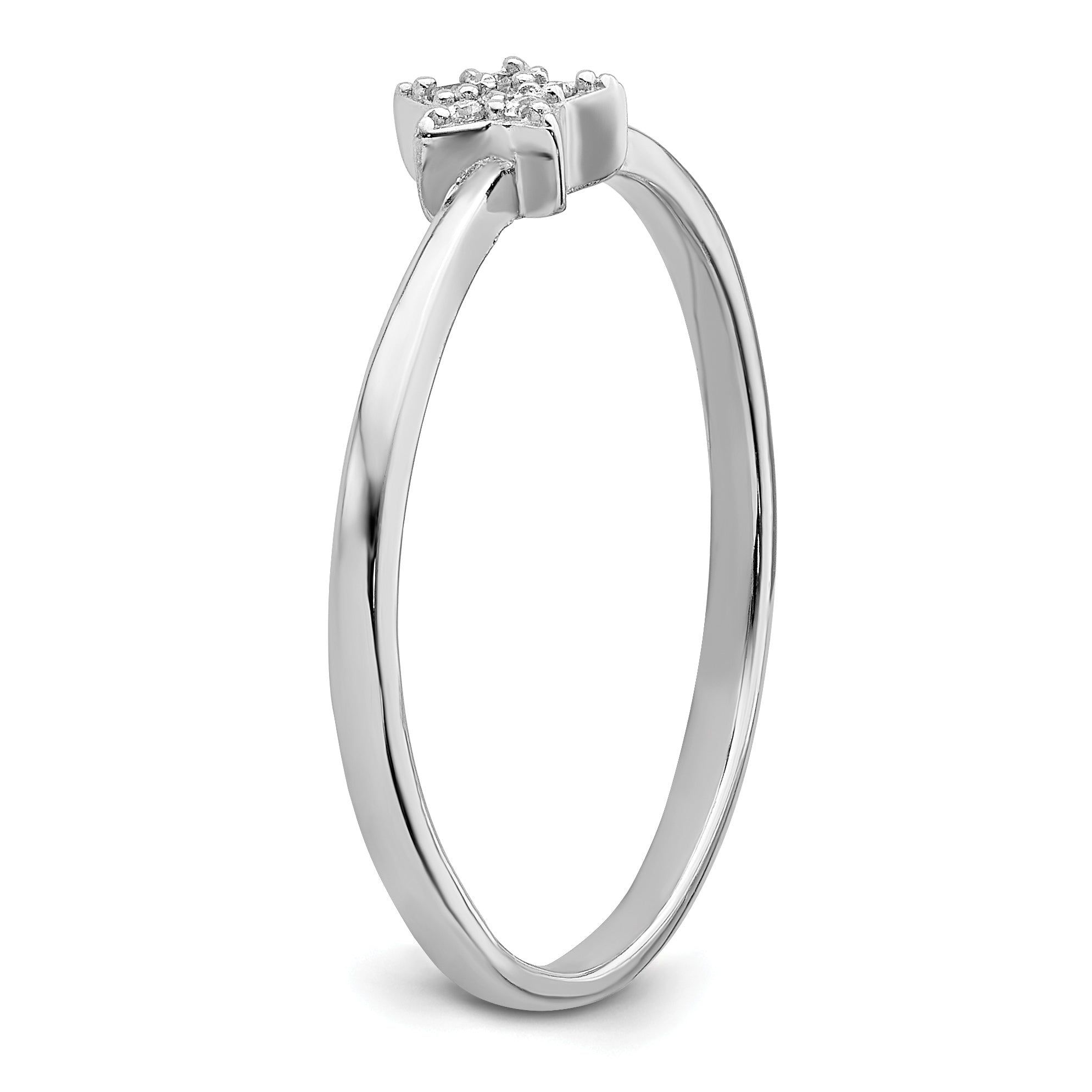 Sterling Silver Rhodium Plated CZ Star Ring - 6