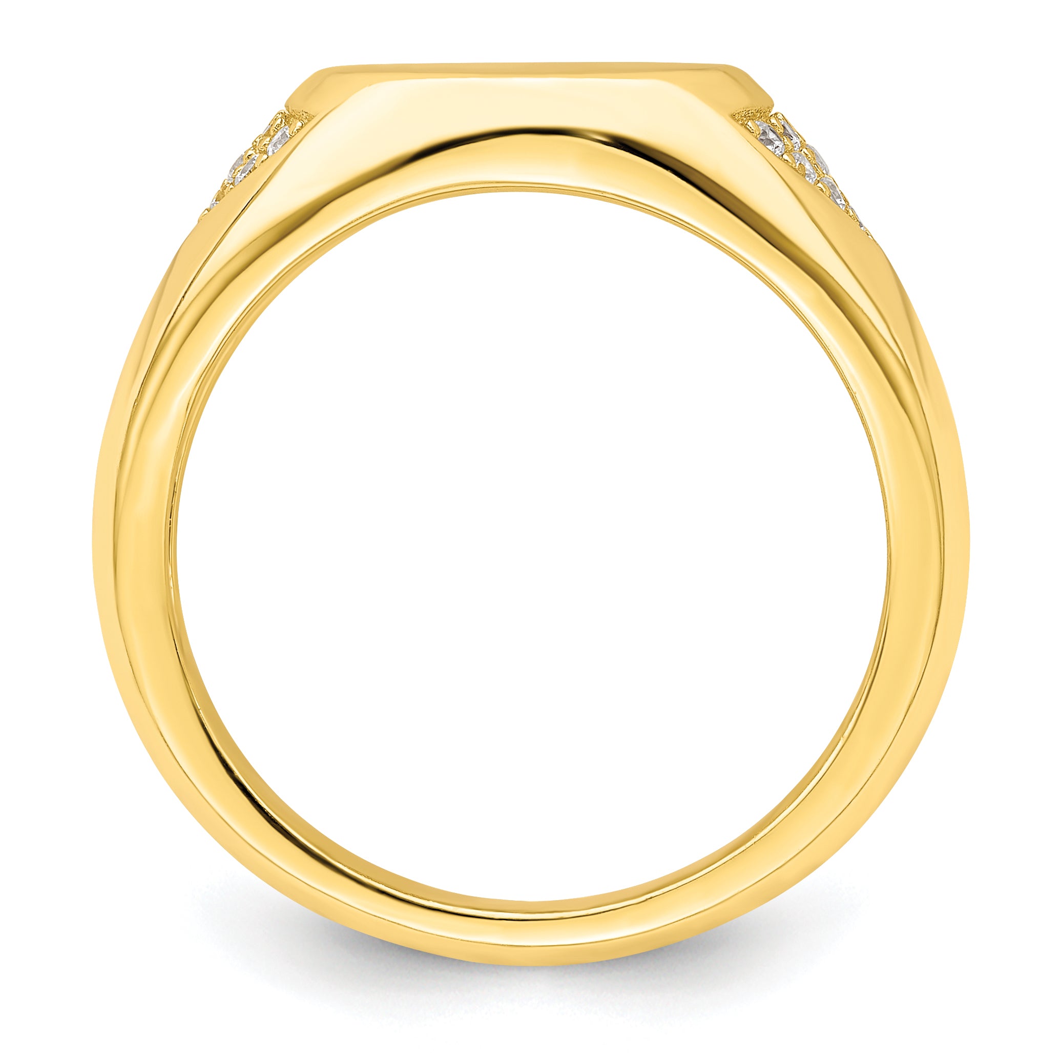 Sterling Silver CZ Gold-tone Signet Ring