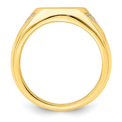 Sterling Silver CZ Gold-tone Signet Ring
