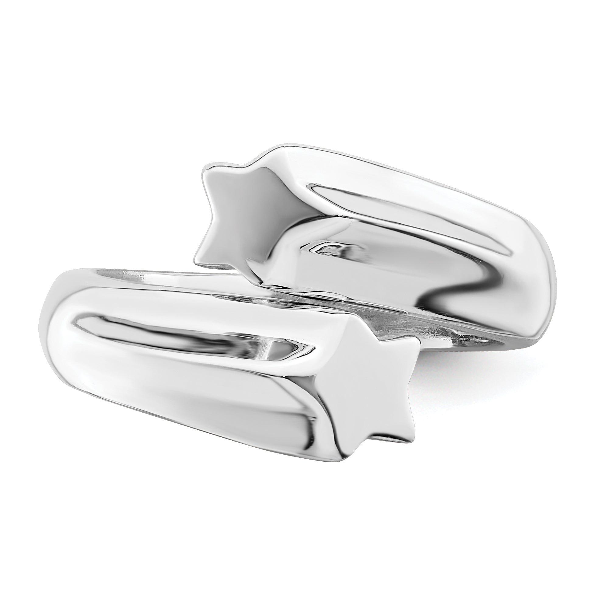 Sterling Silver Rhodium-plated Polished Shooting Stars Ring - 6