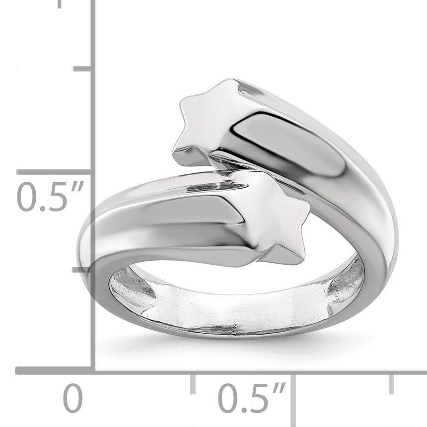 Sterling Silver Rhodium-plated Polished Shooting Stars Ring - 6