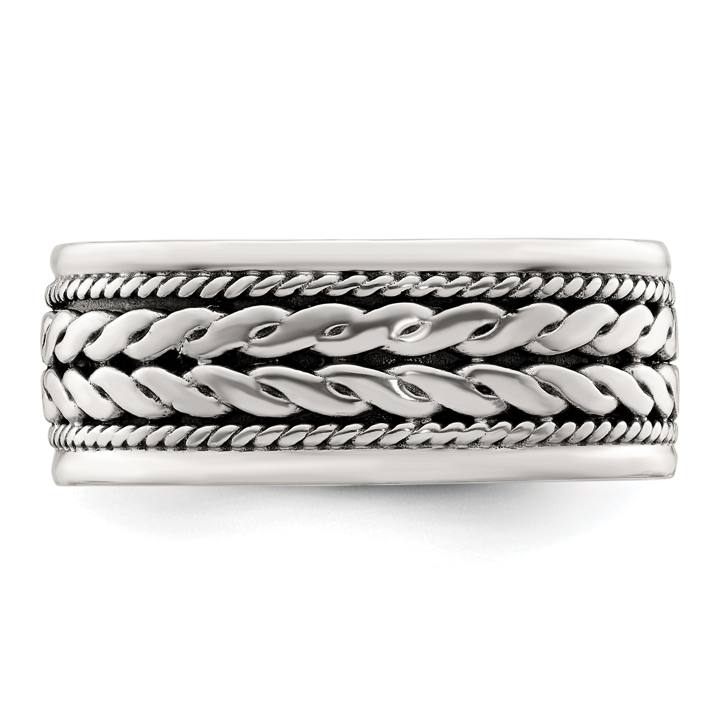 Sterling Silver Antiqued Rope Design Ladie's Ring