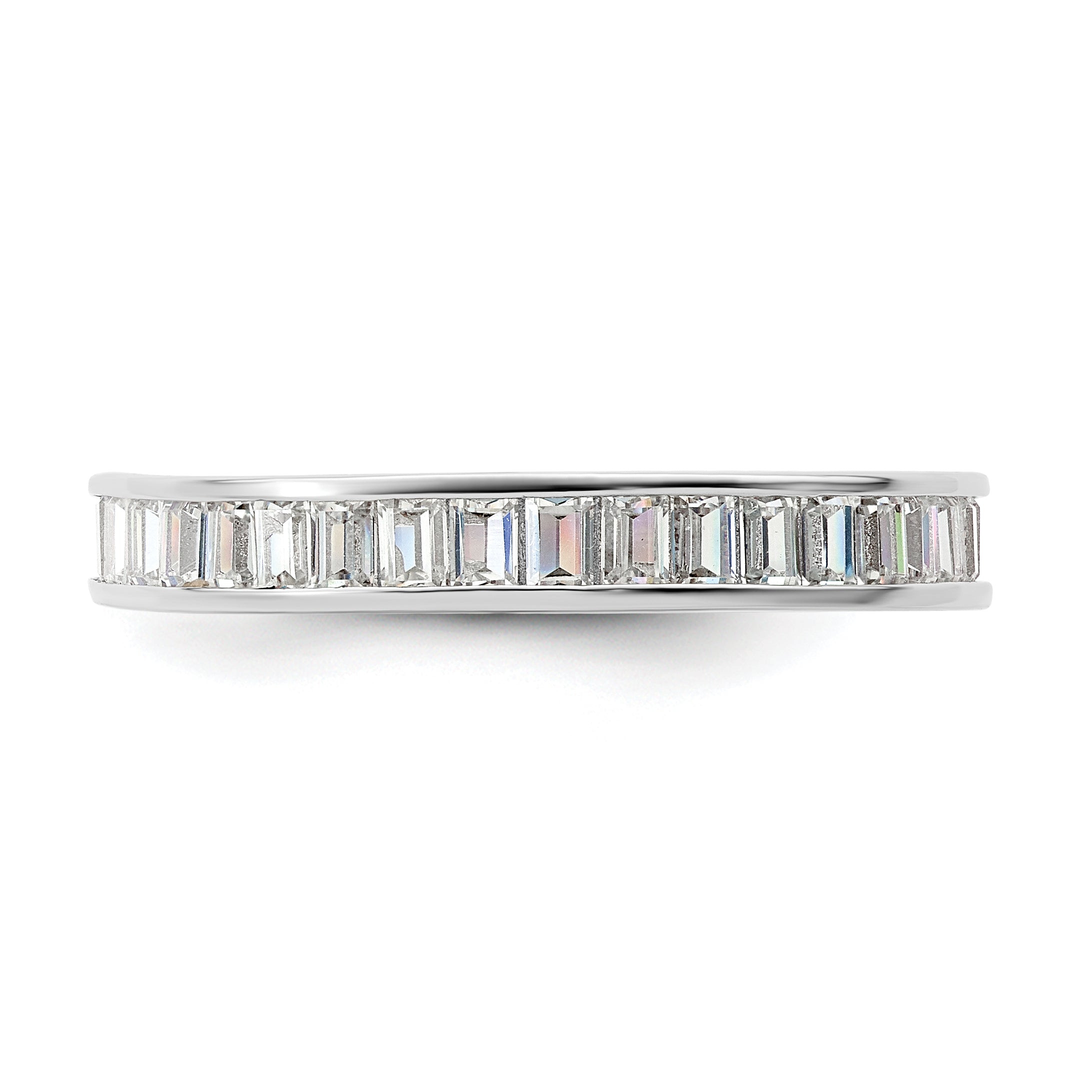 Sterling Silver Polished Rhodium-plated Channel Set CZ Band