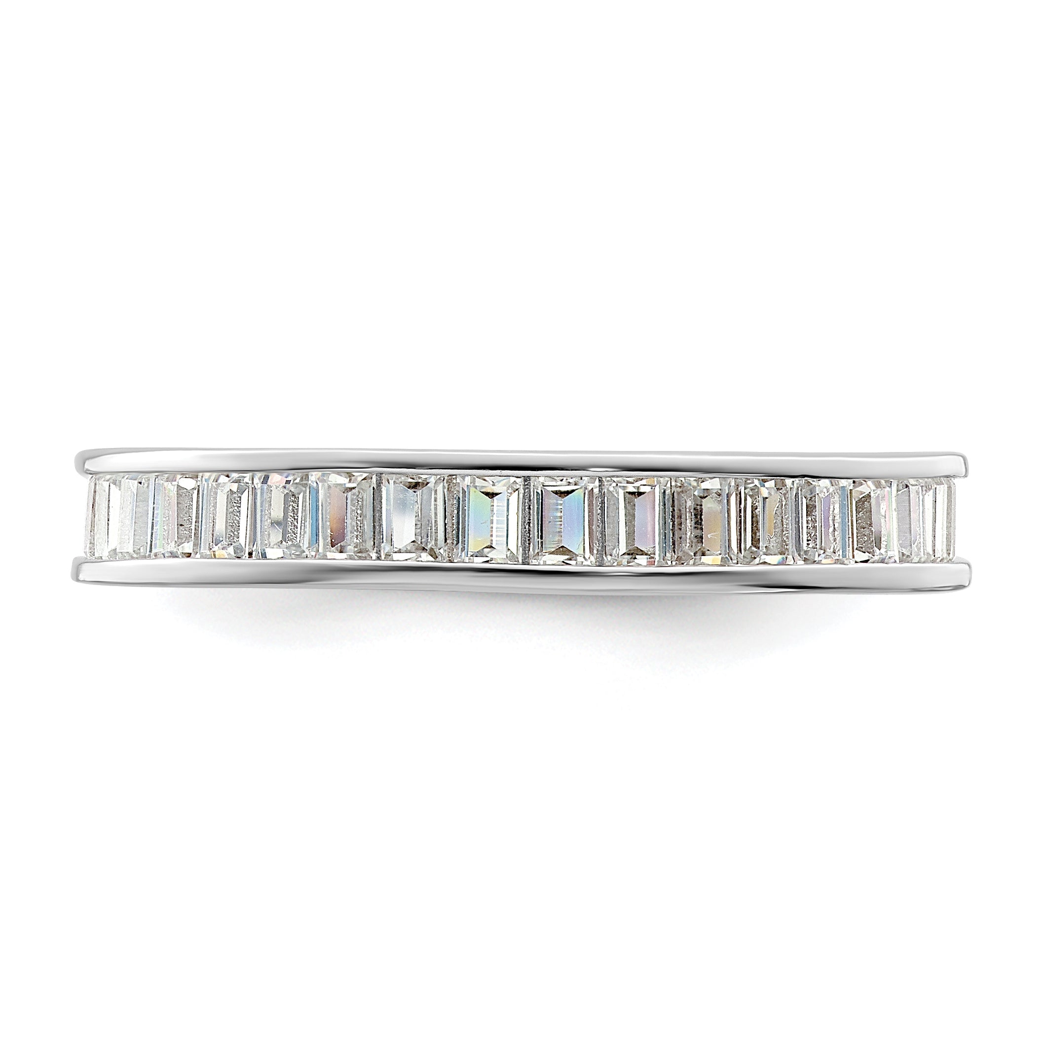 Sterling Silver Polished Rhodium-plated Channel Set CZ Band