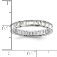 Sterling Silver Polished Rhodium-plated Channel Set CZ Band