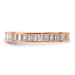 Sterling Silver Polished Rose-tone Channel Set CZ Band