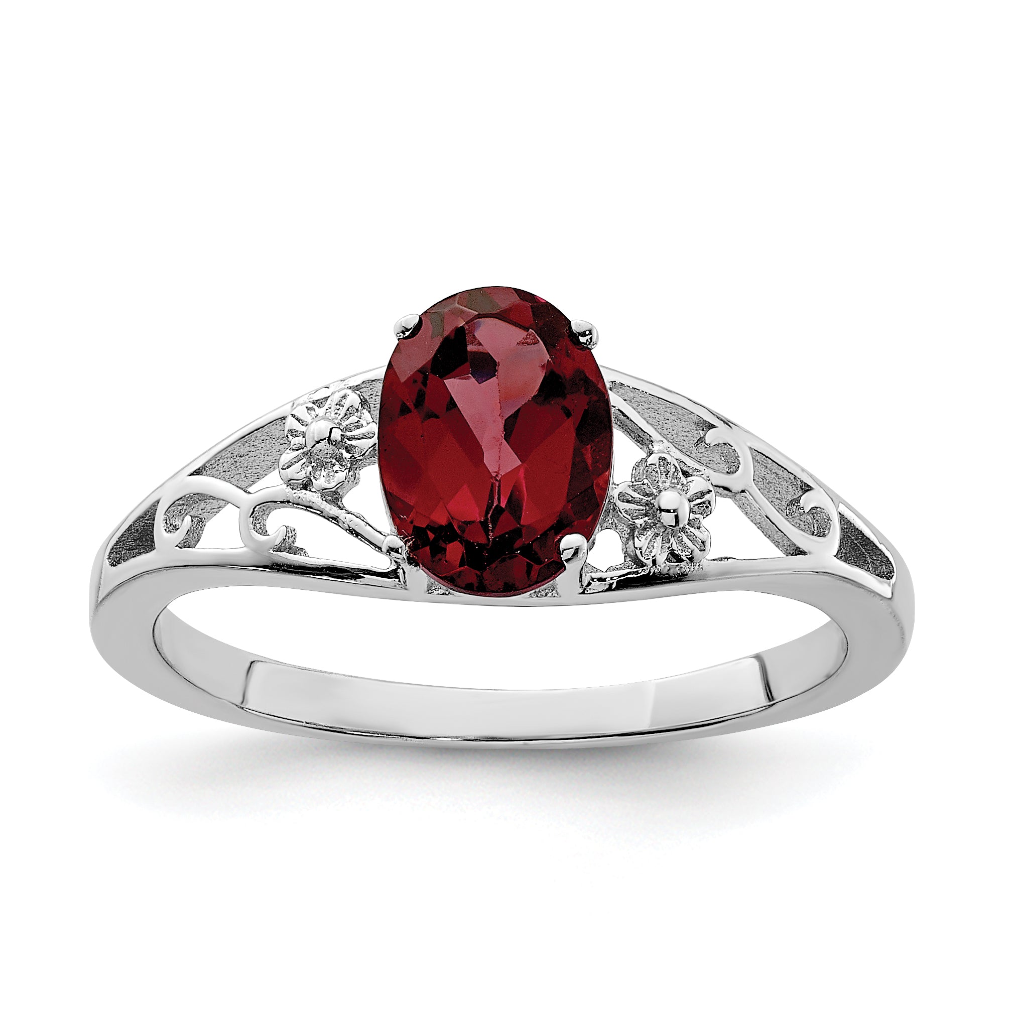Sterling Silver Rhodium-plated Garnet Ring Main image