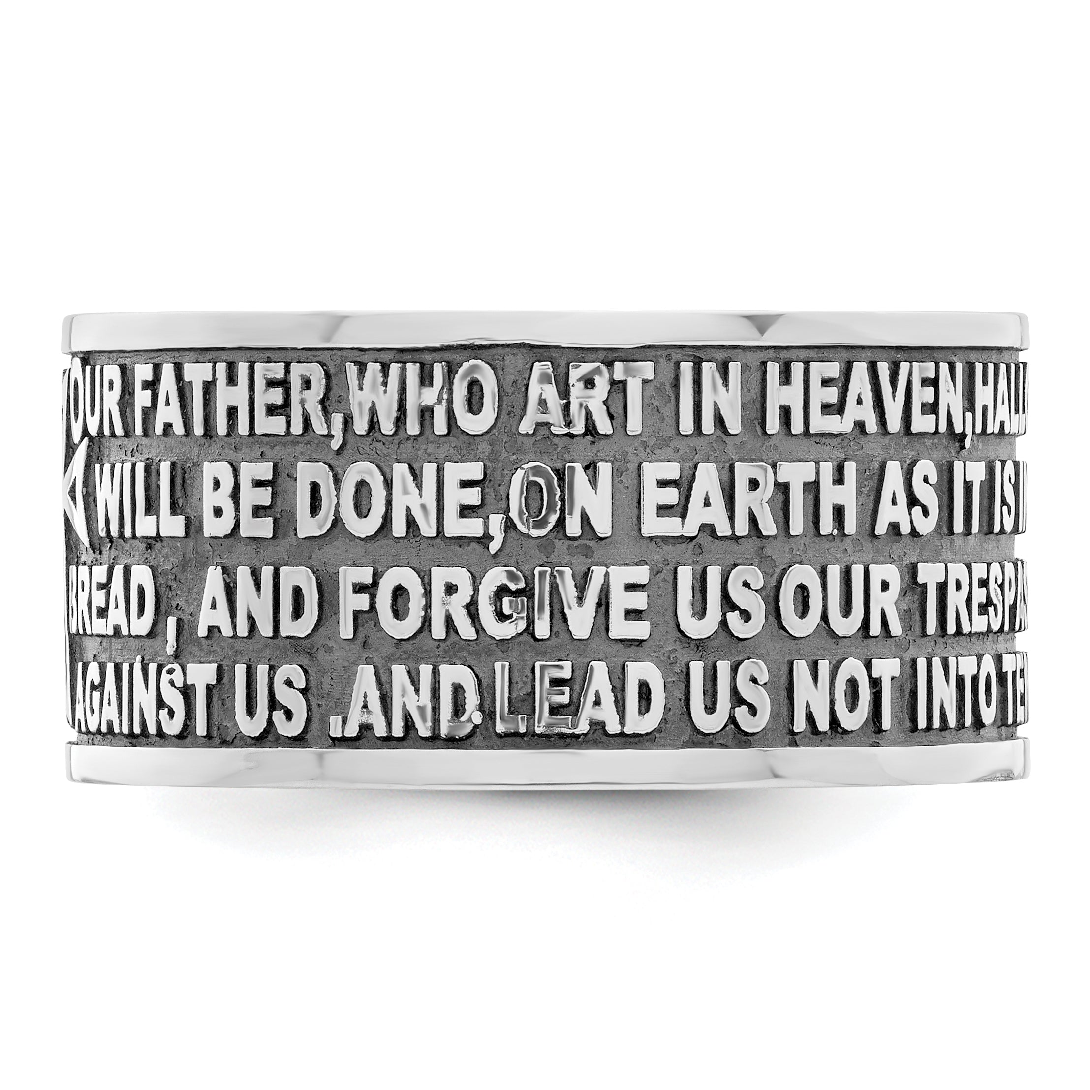 AMEN Sterling Silver Rhodium-plated Size 6 Lord's Prayer Ring
