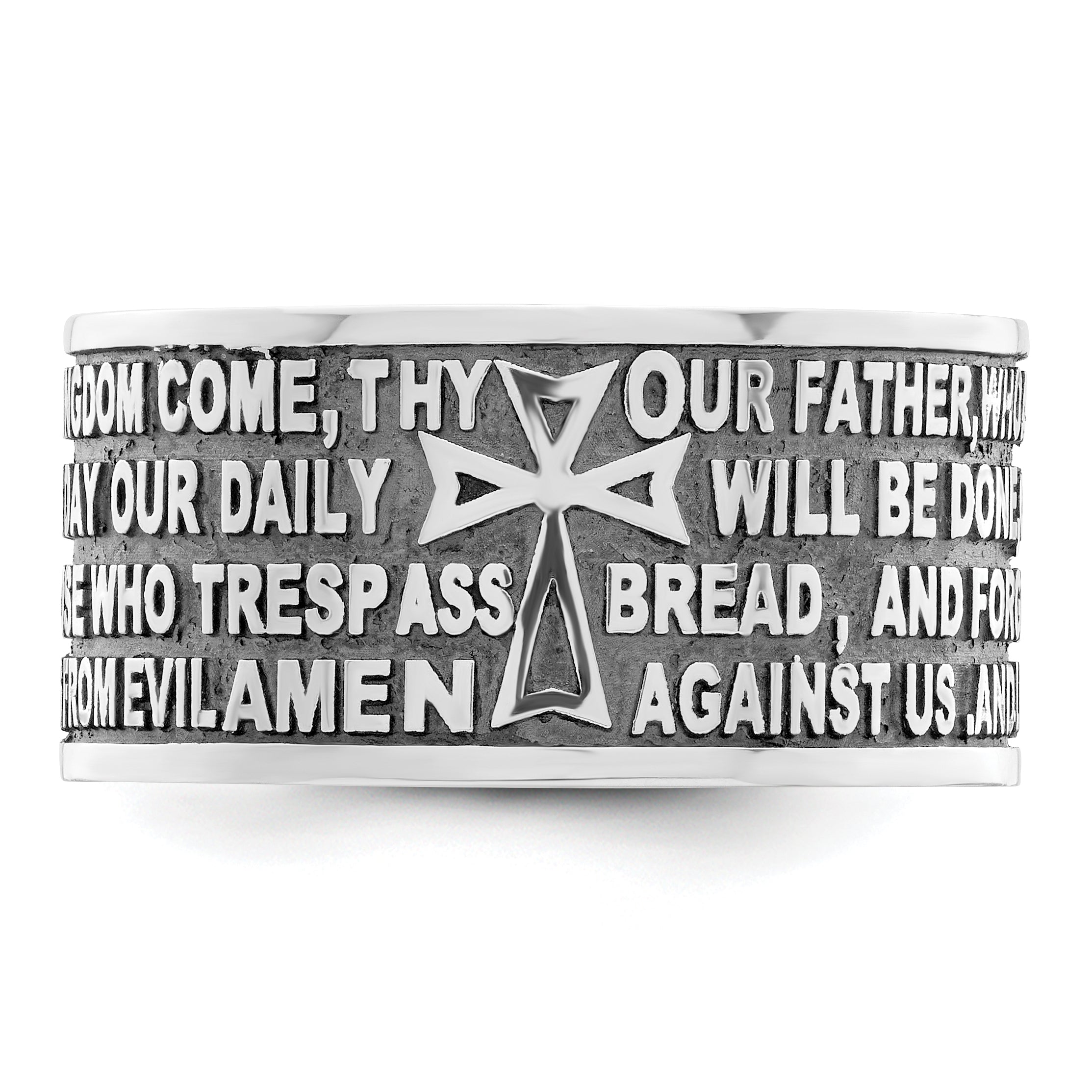 AMEN Sterling Silver Rhodium-plated Size 6 Lord's Prayer Ring