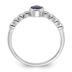 SS Rh-plated  .01Created White Sapphire .56Created Blue Spinel Ring