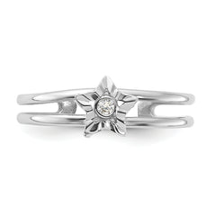 Sterling Silver Rhodium-plated CZ Star Toe Ring