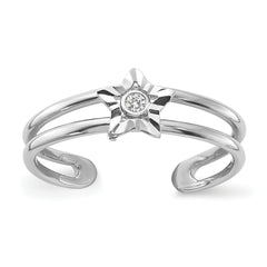 Sterling Silver Rhodium-plated CZ Star Toe Ring