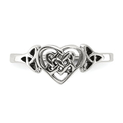 Sterling Silver Antiqued Heart with Celtic Knot Ring