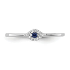 Sterling Silver Rhodium-plated Blue and Clear CZ Evil Eye Ring - 6