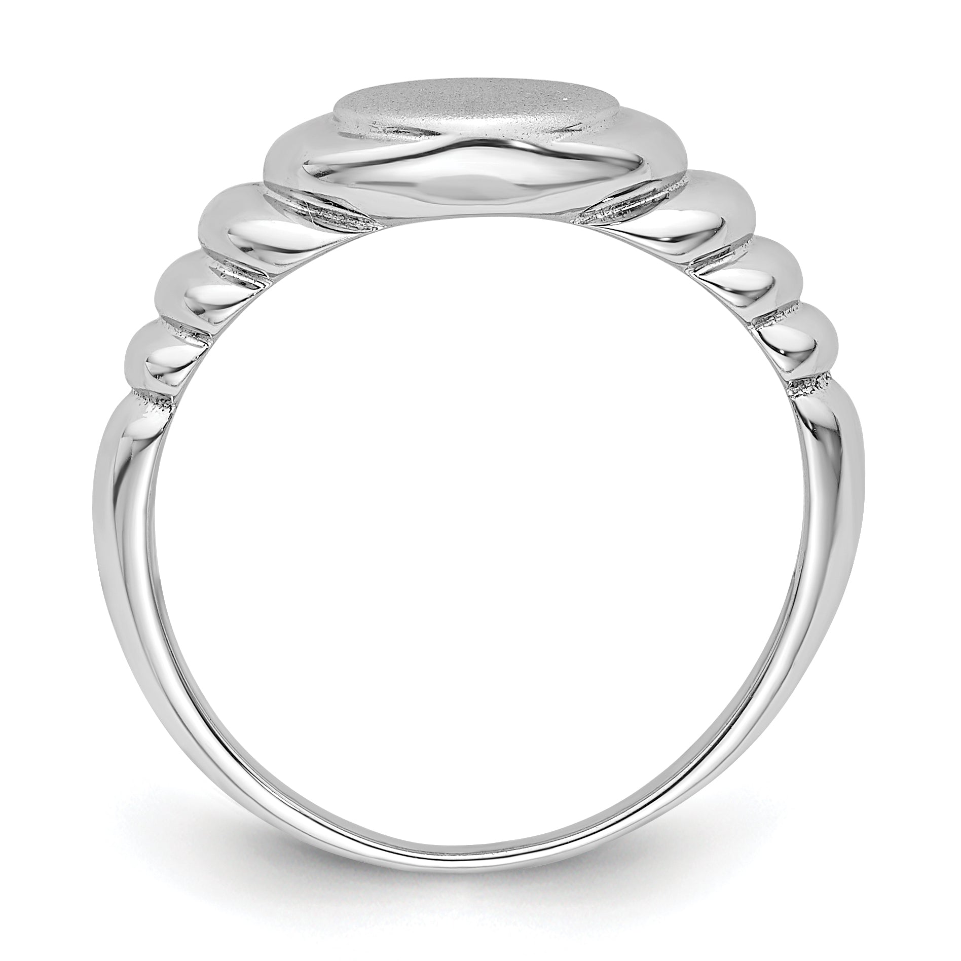 Sterling Silver Rhodium-plated Satin and Polished Signet Ring