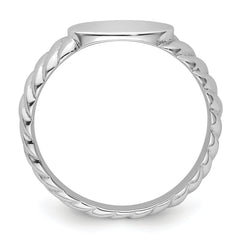 Sterling Silver Rhodium-plated Polished Twist Signet Ring