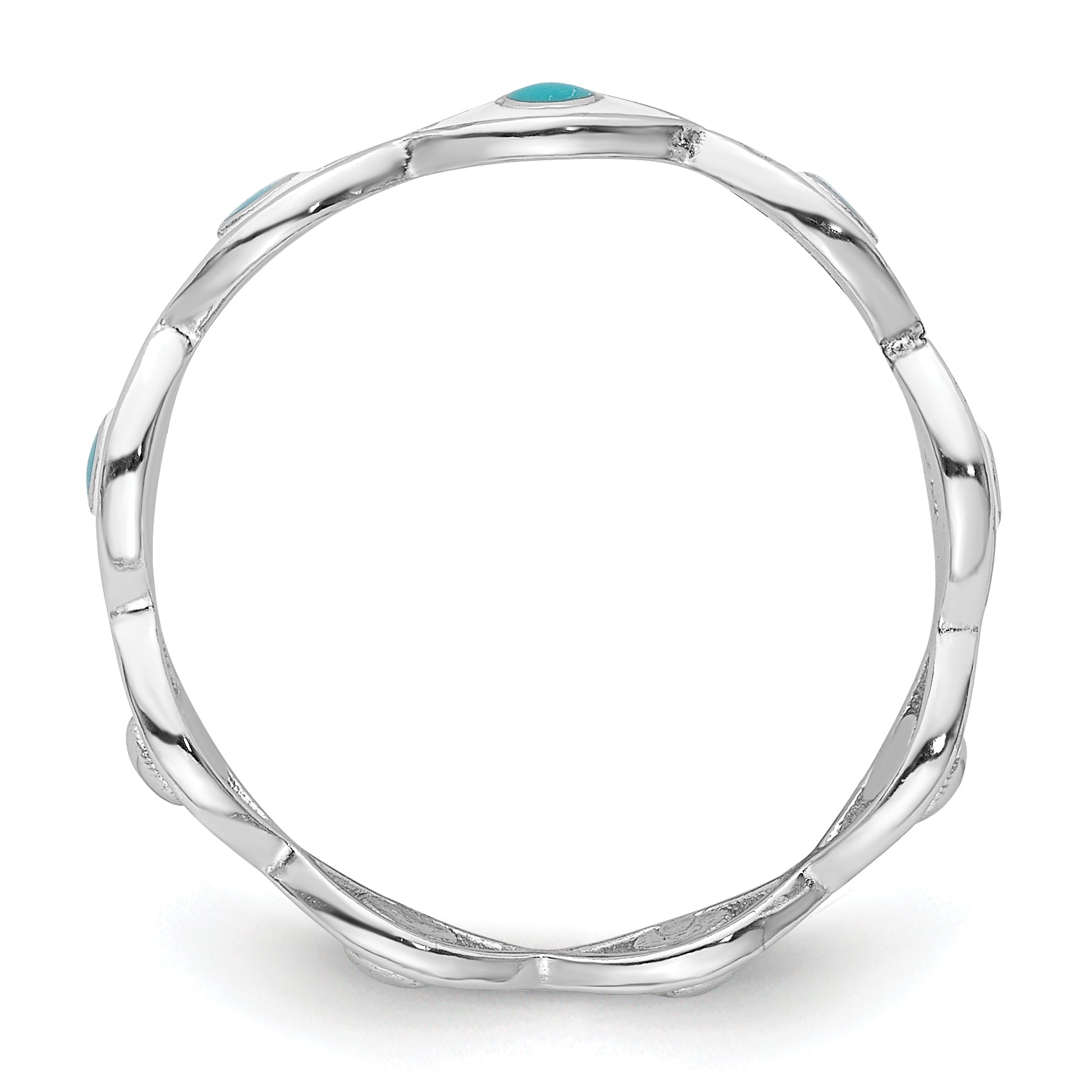 Sterling Silver Rhodium-plated with Enamel Evil Eye Ring - 6