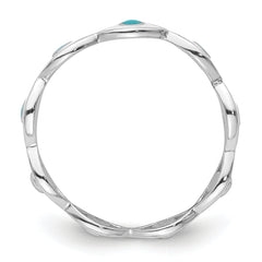 Sterling Silver Rhodium-plated with Enamel Evil Eye Ring - 6
