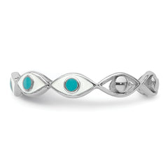 Sterling Silver Rhodium-plated with Enamel Evil Eye Ring - 6