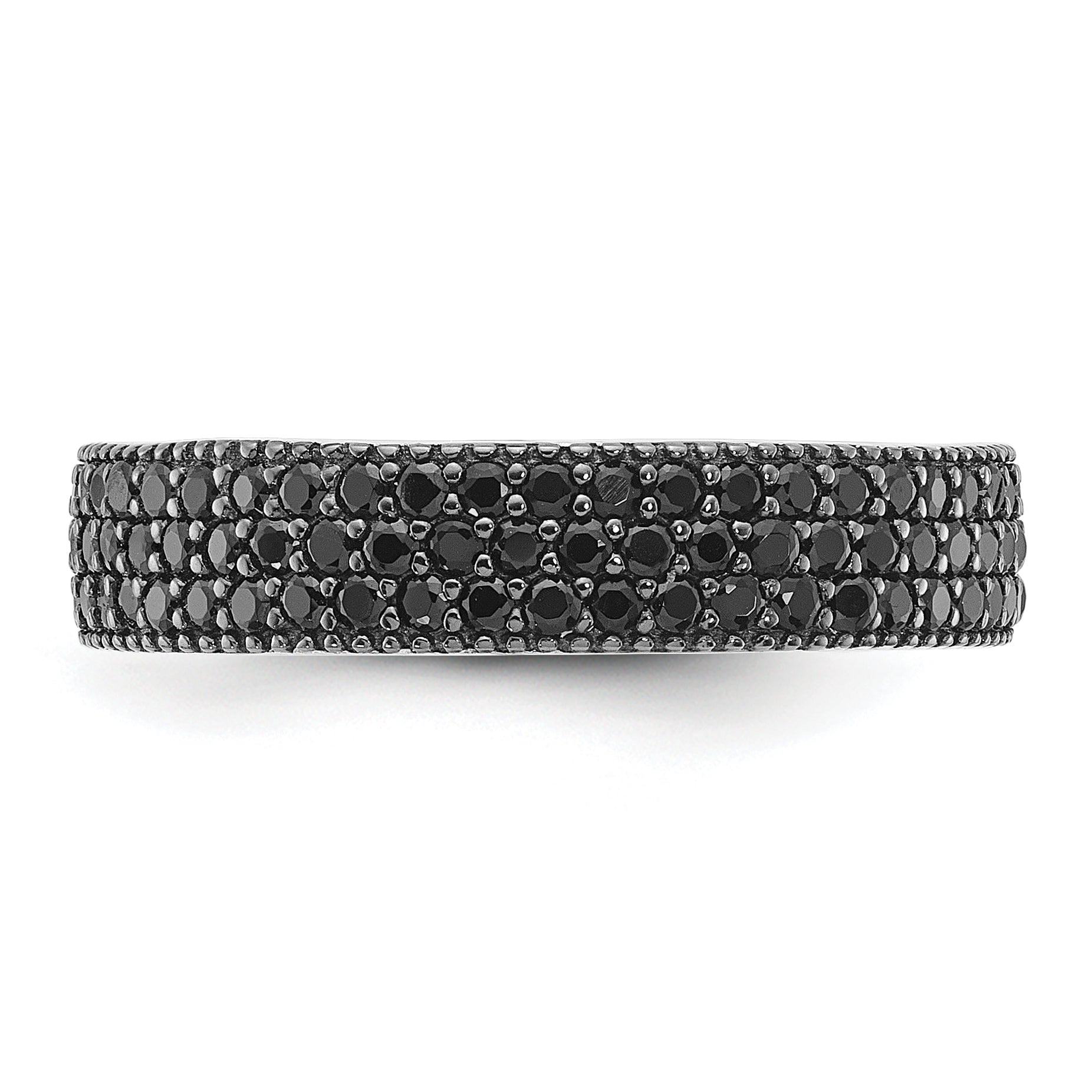 Sterling Silver Rhodium-plated Black Spinel 5mm Band