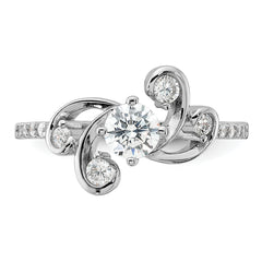 Sterling Silver Rhodium-plated  Fancy CZ Ring
