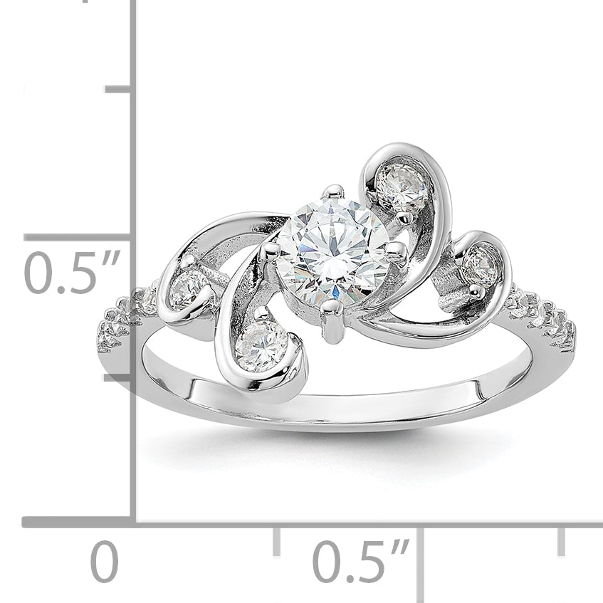 Sterling Silver Rhodium-plated  Fancy CZ Ring