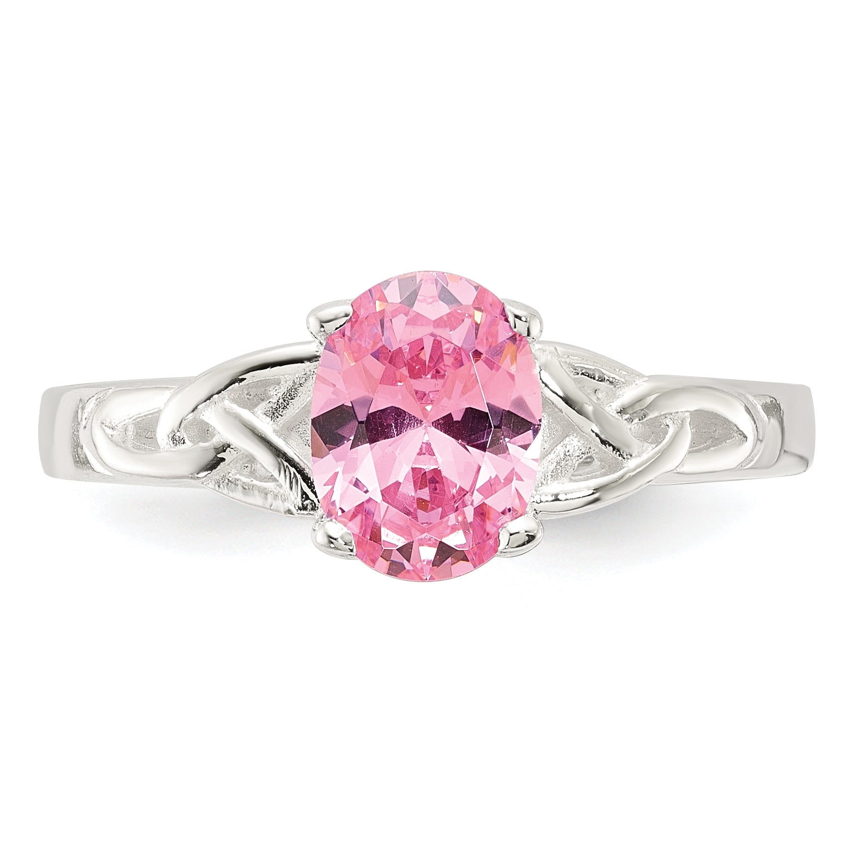 Sterling Silver Polished Pink CZ Ring