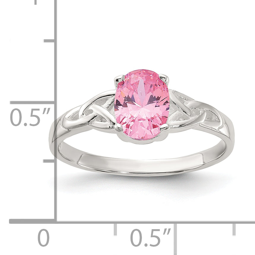 Sterling Silver Polished Pink CZ Ring
