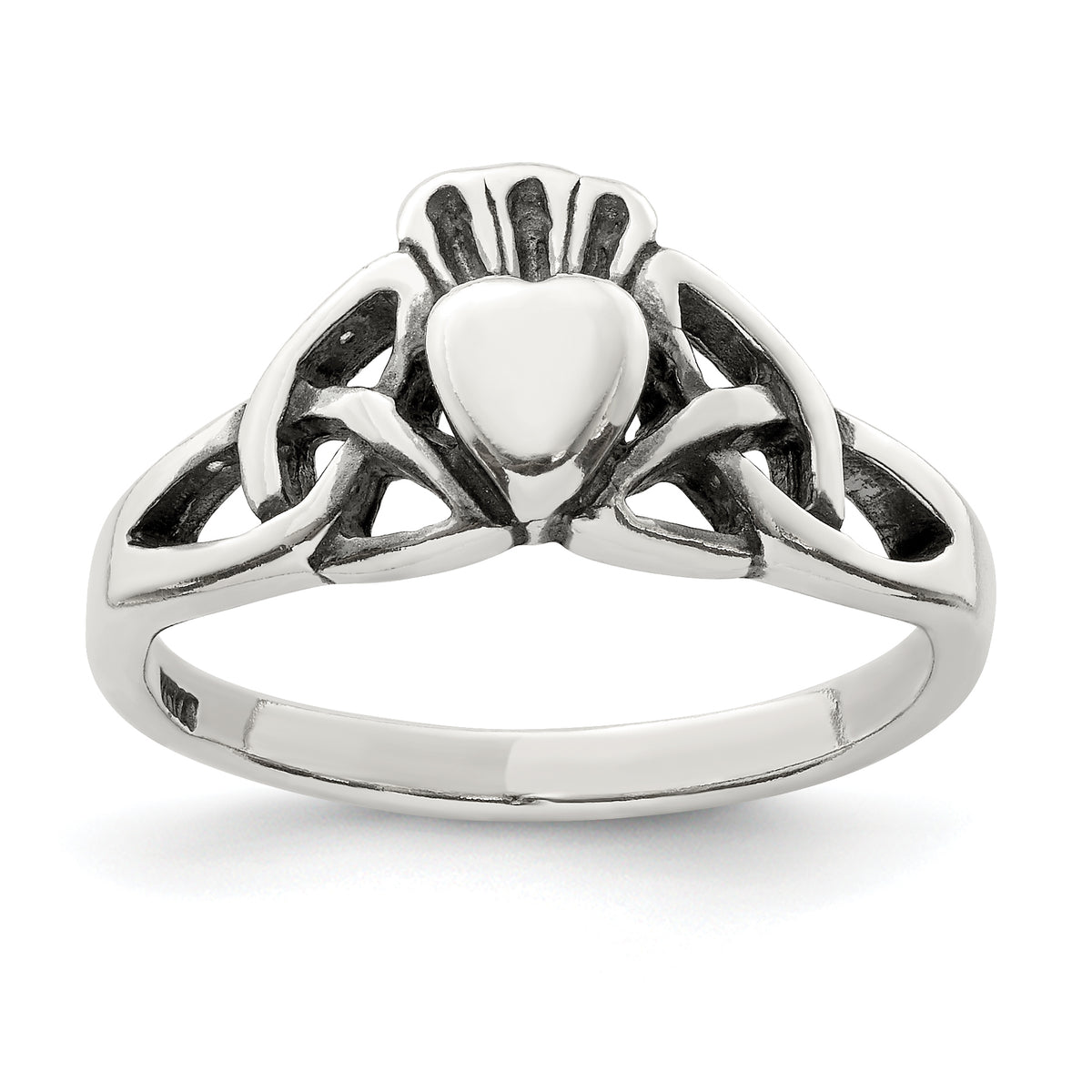 Sterling Silver Antiqued Claddagh Ring