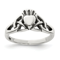 Sterling Silver Antiqued Claddagh Ring